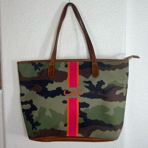Barrington Camouflage Tote Bag with Brown and Pink Accents
